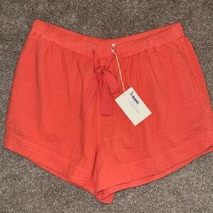 NWT The Great Gauzey Gauze Bonfire Shorts Guava Pink Orange Coral Large L 3